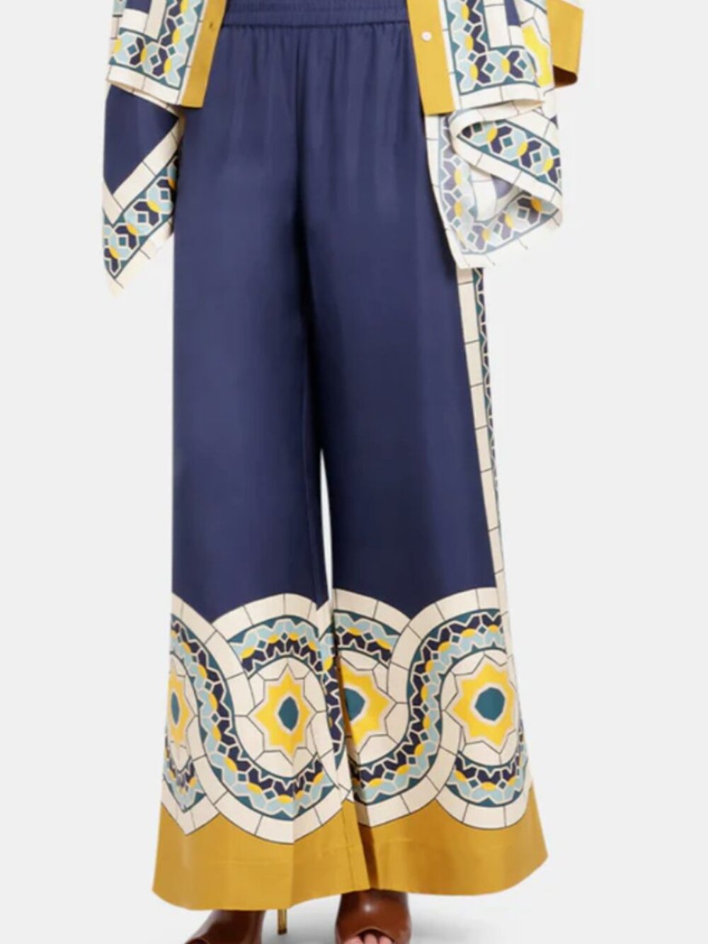 La DoubleJ Silk Palazzo Pants in the Mudejar Placée print